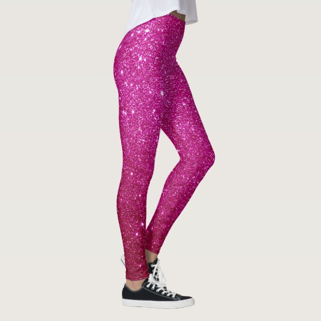 cool cute bright pink magenta glitter pattern leggings (Right)