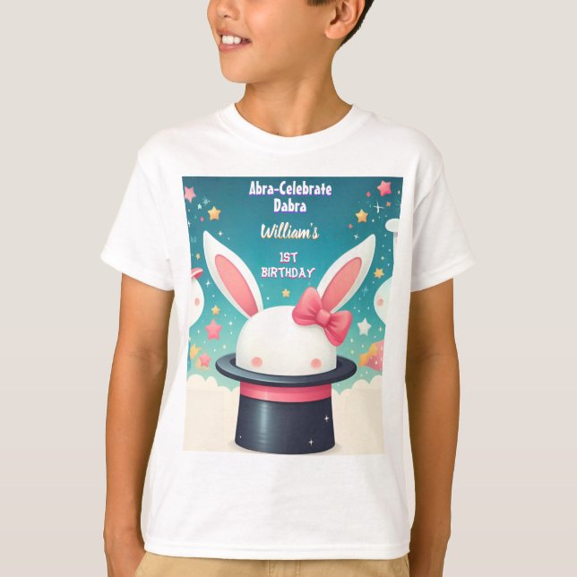 Cool Cute Bunny Tv Party Magic Show 1st Birthday T-Shirt (Front)