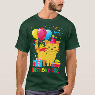 Cool Cute Cat balloons Birthday Girls ns Party Gif T-Shirt
