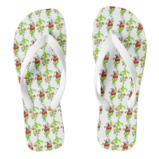 Cool Cute Colourful Russian Pattern White Khokhlom Jandals (Footbed)