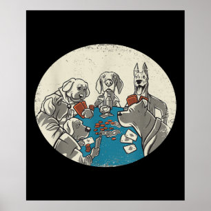Cool Cute Dogs Playing Cards Poker Texas Holdem Poster