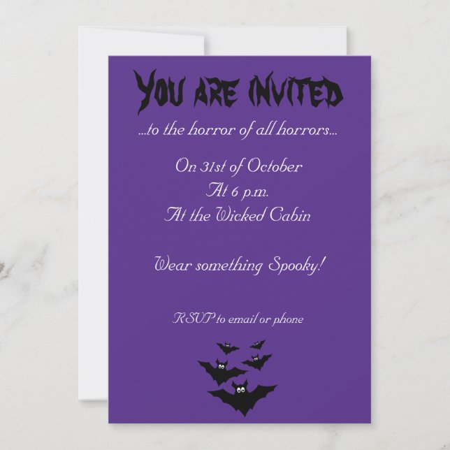 Cool cute Flying bats Halloween purple Invitation (Front)