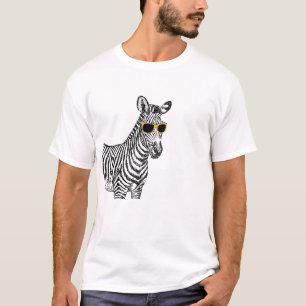 Cool cute funny zebra sketch with trendy glasses T-Shirt