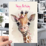 Cool Cute Giraffe - Funny Happy Birthday Card<br><div class="desc">The crowds at the zoo were shocked when they saw the giraffe with a pink ribbon on its head. It was like a scene taken out of a birthday card and people were mesmerised. Nobody could figure out where the ribbon had come from. Some people thought it had been put...</div>