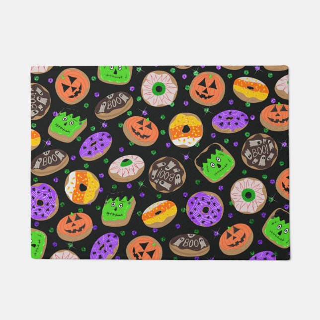 Cool Cute Glitter Confetti Doughnuts Halloween Doormat (Front)