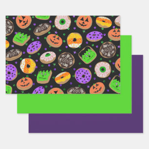 Cool Cute Glitter Confetti Doughnuts Halloween Wrapping Paper Sheet