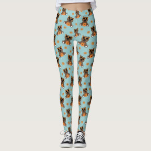 Cool cute Halloween bear sunglasses and pumpkin Leggings