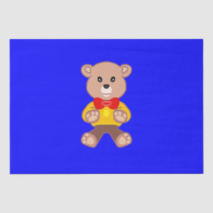 Cool Cute Little Bowtie Teddy Bear on Blue Tissue Paper