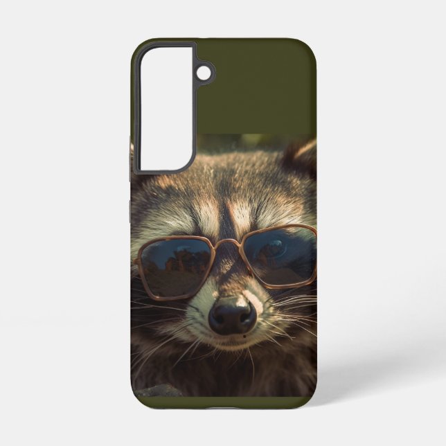 Cool Cute Racoon in Glasses Animal Humour Art Samsung Galaxy S22 Case (Back)
