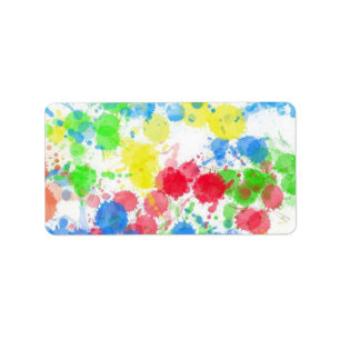 Cool cute trendy colourful splatters watercolours label