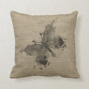 Cool cute trendy grey splatters vintage butterfly cushion