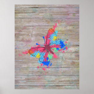 Cool cute vibrant watercolours vintage butterfly poster