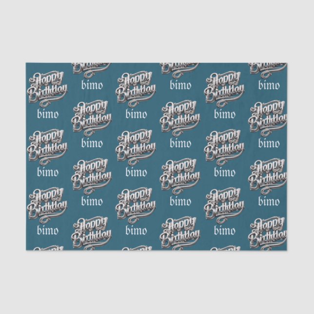 cool cyan happy birthday elegant and luxury tissue paper (Front)