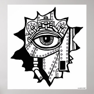 Cool cyborg graphic art poster