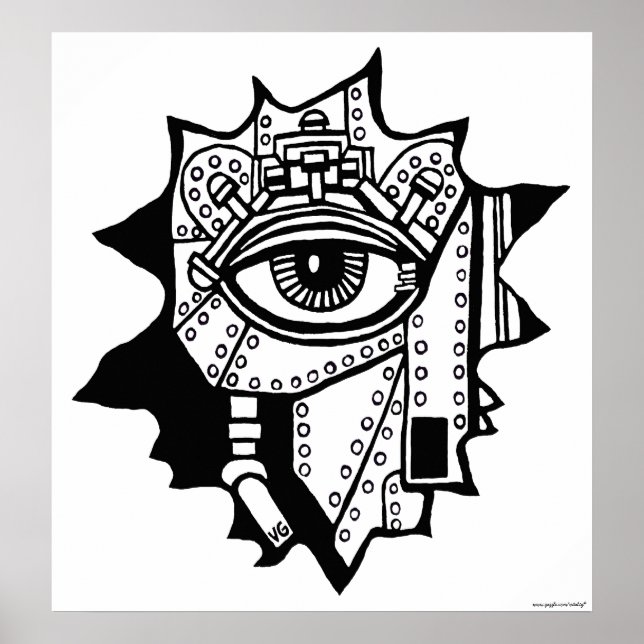 Cool cyborg graphic art poster (Front)