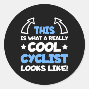 Cool Cyclist Mountain Bike Biker Biking Cycling Fu Classic Round Sticker