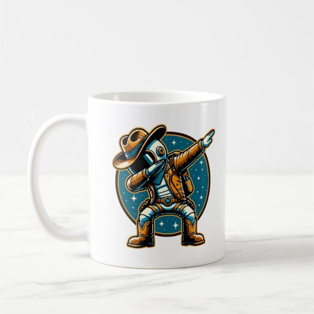 Cool Dabbing Astronaut Cowboy Space Halloween  Coffee Mug (Left)