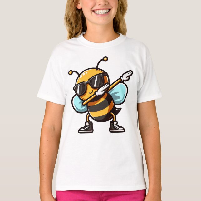 Cool Dabbing Bee Kawaii T-Shirt (Front)