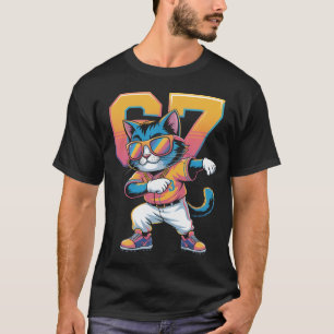 Cool Dabbing Cat 67 Baseball Sports Fan Gift   Fun T-Shirt