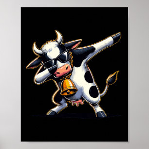 Cool Dabbing Cow For Festive Fun Cow Lover Christm Poster