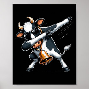 Cool Dabbing Cow For For Festive Fun Cow Lover Chr Poster