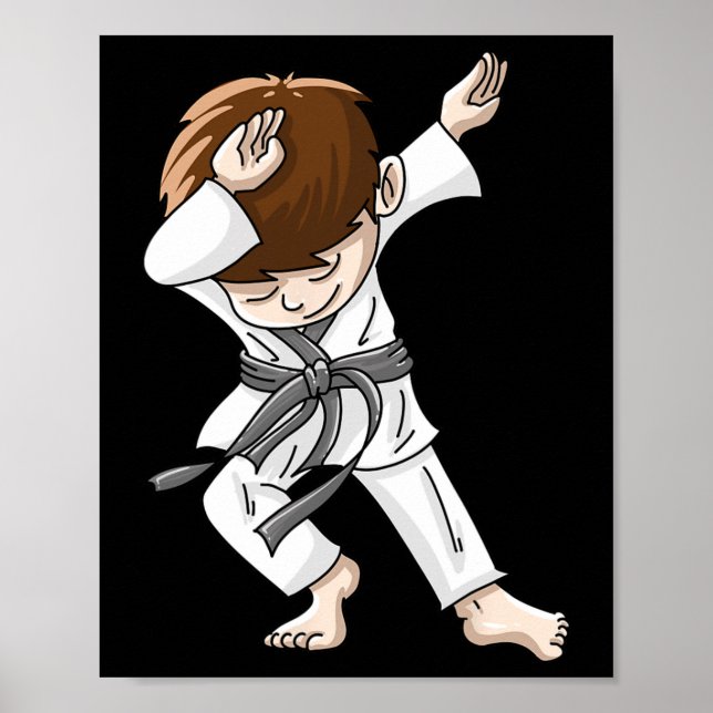 Cool Dabbing Karate Boy Funny Hip-hop Judo Dancing Poster (Front)