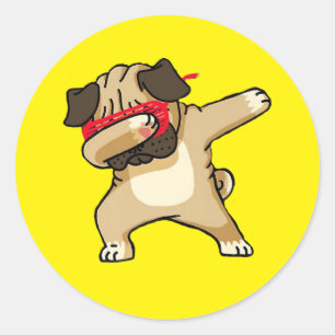 Cool Dabbing Pug Dog Dance Classic Round Sticker