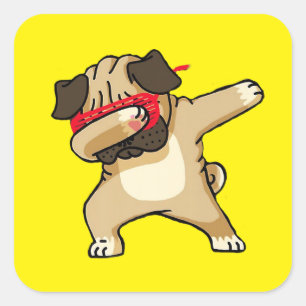 Cool Dabbing Pug Dog Dance Square Sticker