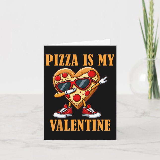 Cool Dabbing Slice Pizza Valentine February 14th M Card (Front)