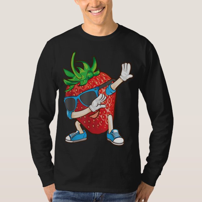 Cool Dabbing Strawberry Funny Love Dancer Sweet Fr T-Shirt (Front)