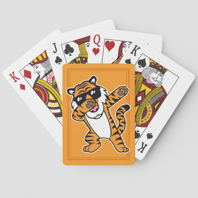 Cool Dabbing Tiger Funny Big Cat Dab Playing Cards (Back)