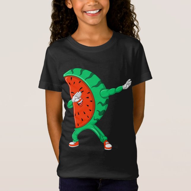 Cool Dabbing Watermelon Funny Fruit Dancing Athlet T-Shirt (Front)