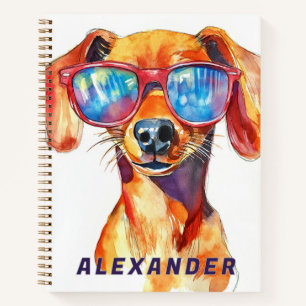 Cool Dachshund Dog Kids Personalised Notebook