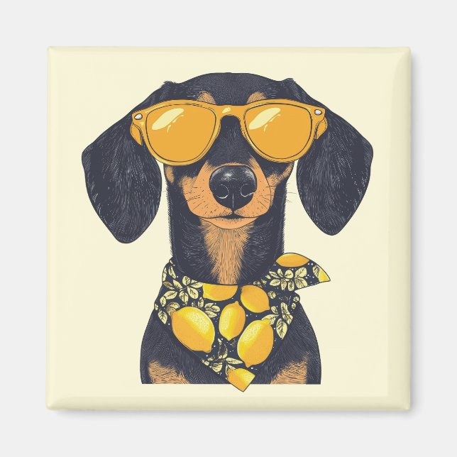 Cool Dachshund Dog Sunglasses Lemons Magnet (Front)