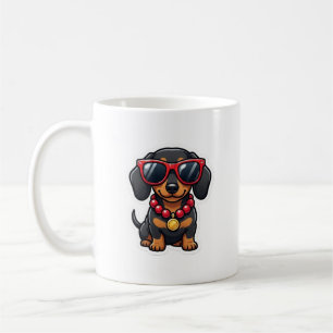 Cool Dachshund Dog with Sunglasses and Beads Mug