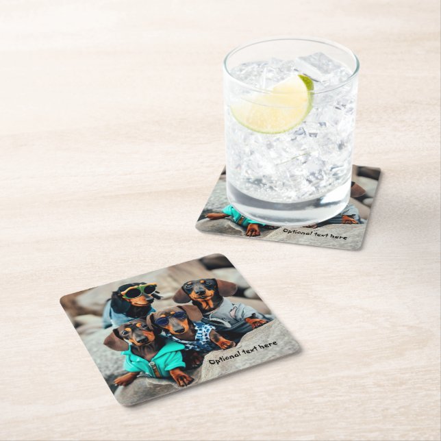 Cool Dachshund Gang Drink Coasters (Insitu)