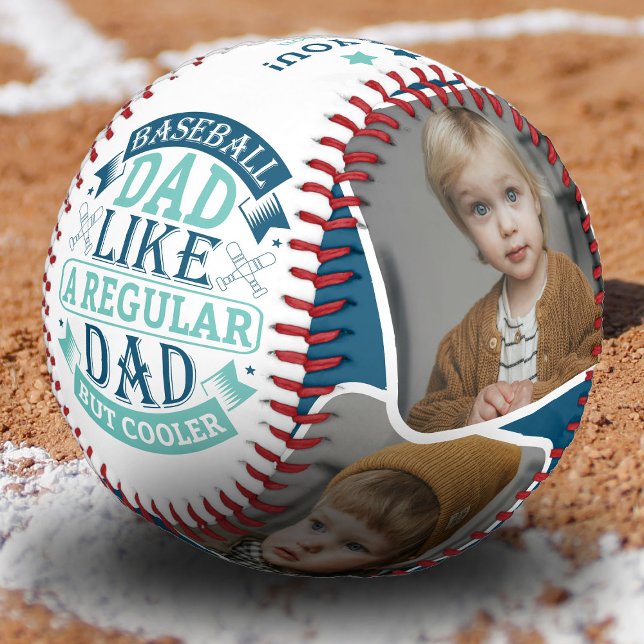 Cool Dad 4 Photo Collage Father Gift Baseball (Creator Uploaded)