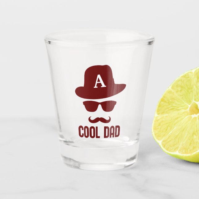 Cool Dad Best DAD Ever cool dad with Monogram Hat  Shot Glass (Front)