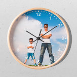 Cool Dad Birthday Gift Personalised Photo Clock<br><div class="desc">Modern and cool wood wall clock personalised with your own photo. Ideal dad birthday gift idea.</div>