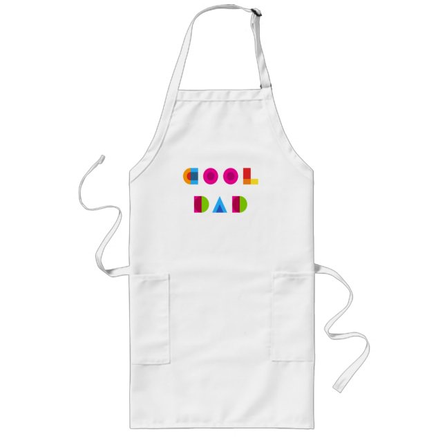 Cool Dad Colourful Geometric Pattern Typography Long Apron (Front)