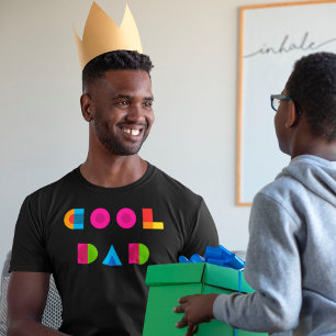 Cool Dad Colourful Geometric Typography black T-Shirt