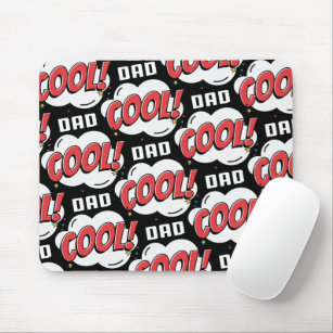 Cool Dad Comic Book Pattern Black Mouse Pad