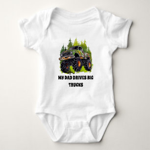 Cool Dad drives big trucks boy Baby Bodysuit