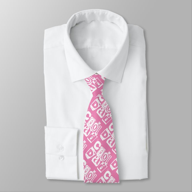 Cool Dad Funny Typography Pattern Pink Neck Tie (Tied)