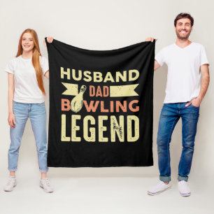 Cool Dad Husband Bowling Legend  Fleece Blanket