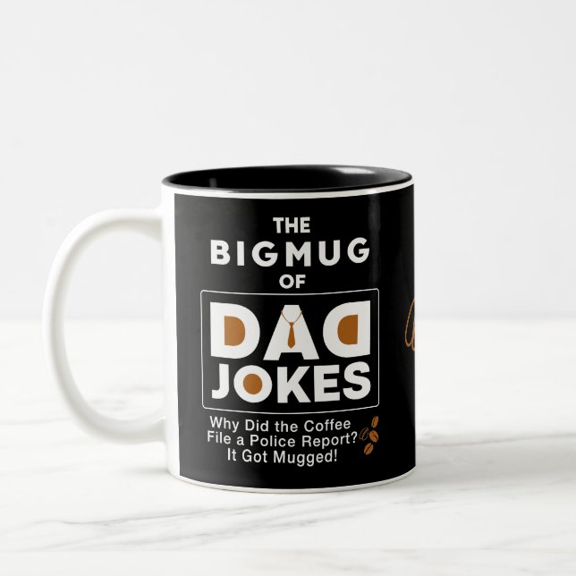 Cool Dad Jokes Design Text  Two-Tone Coffee Mug (Left)