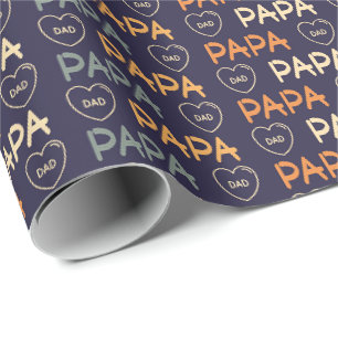 Cool Dad Papa word art Wrapping Paper
