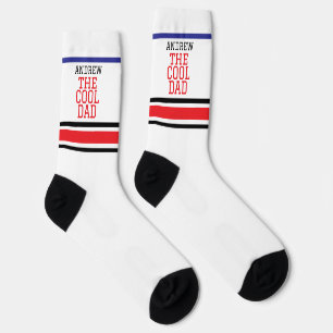 Cool Dad Personalised Red Blue White Socks