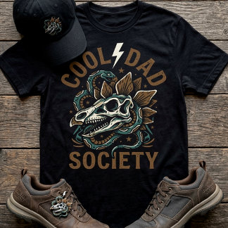 Cool Dad Society Dinosaur Skull Snake Vintage  T-Shirt
