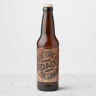 Cool Dad The Man Myth Legend Wood Pyrography Beer Bottle Label